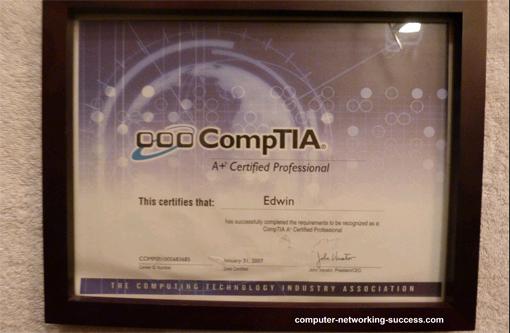 My A+ Certification framed