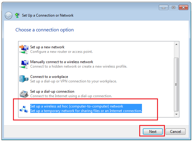 how to enable ad-hoc wear windows 7