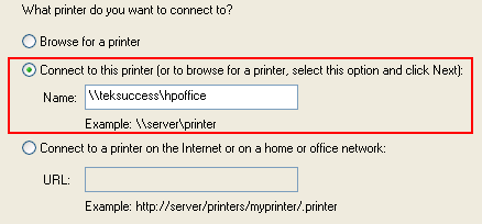 Connect to this printer