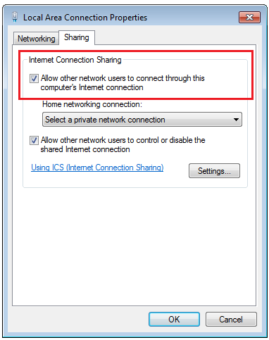 Internet Connection Sharing in Windows 7