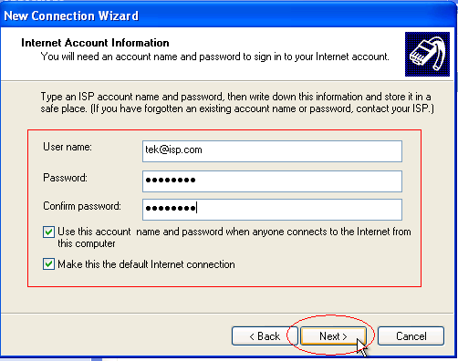 Internet Account Information