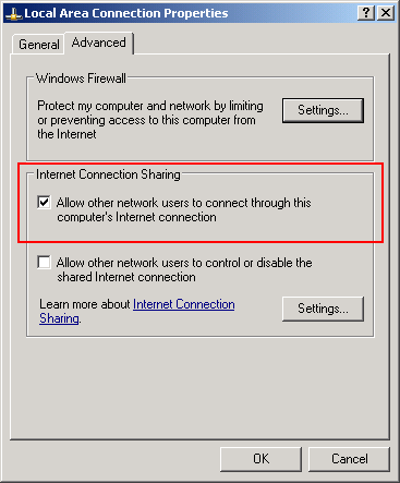 Windows XP Internet Connection Sharing