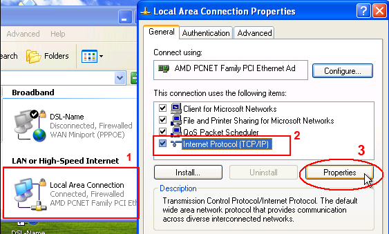 how to change ip address in windows xp