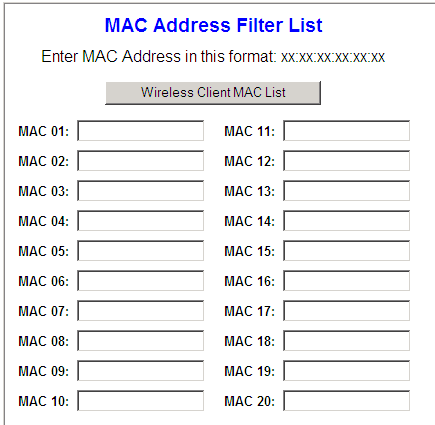 MAC Address Filtering