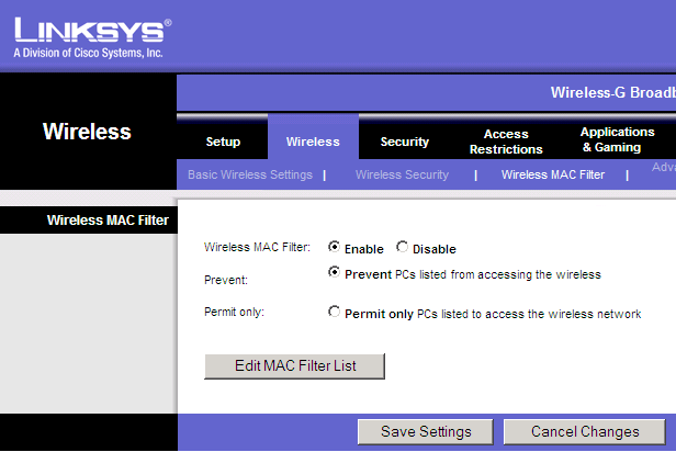 MAC Address Filtering