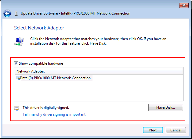 Windows 7 Select Network Adapter