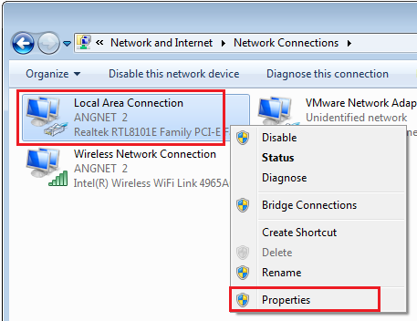 Network Connections for Windows 7