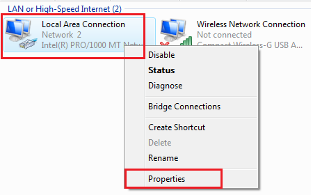 Windows Vista Network Connections