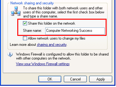 Share this folder on the network