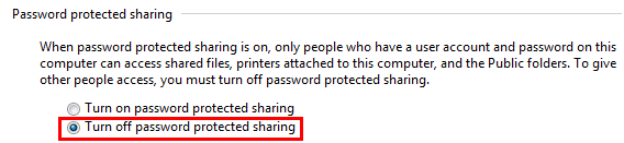 Turn off password protected sharing