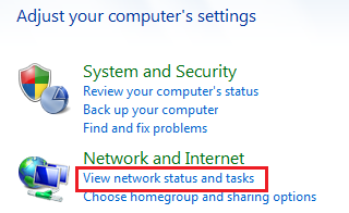 Windows 7 View Network Status and Tasks