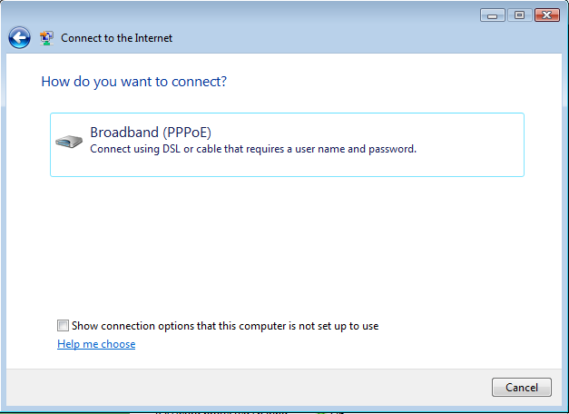 Windows Vista Broadband PPPo