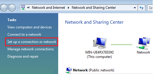 Vista Network and Sharing Center windo