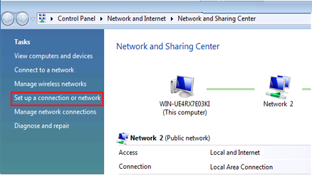 Network and Sharing Center Vista