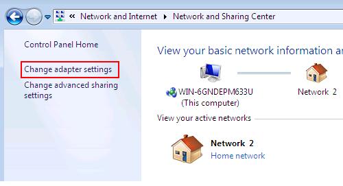 Windows 7 Change adapter settings
