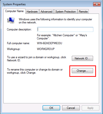 Windows 7 Change Computer Name