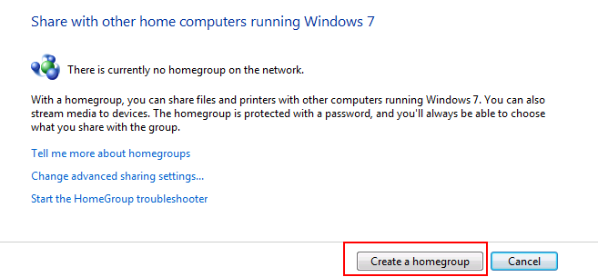 Create a Homegroup in Windows 7