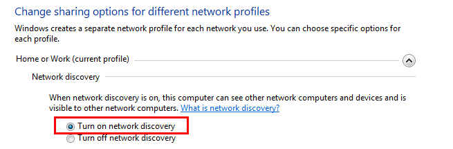 Turn on network discovery in Windows 7