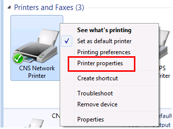 Windows 7 Printer Properties