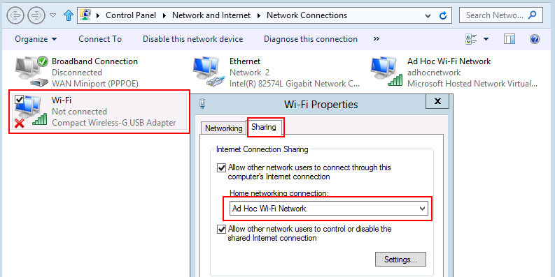 Windows 8 Internet Connection Sharing