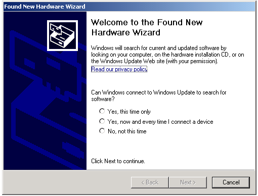 Found New Hardware Wizard