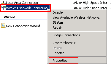 Wireless Network Connection Properties