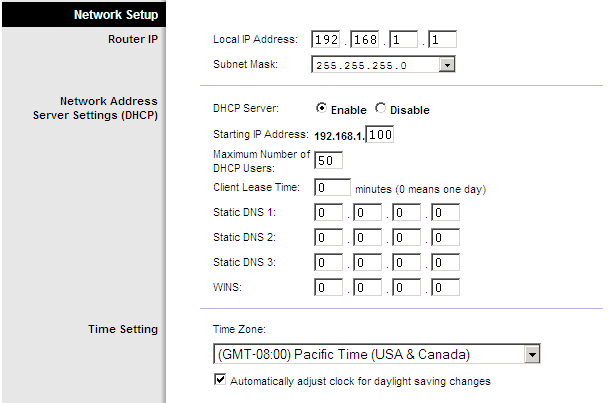 Linksys Network Setup