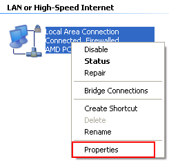 Windows XP Local Area Connection