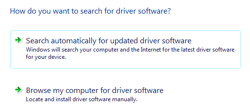 Search for driver software in Vista