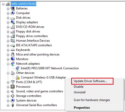 Update driver software in Windows Vista
