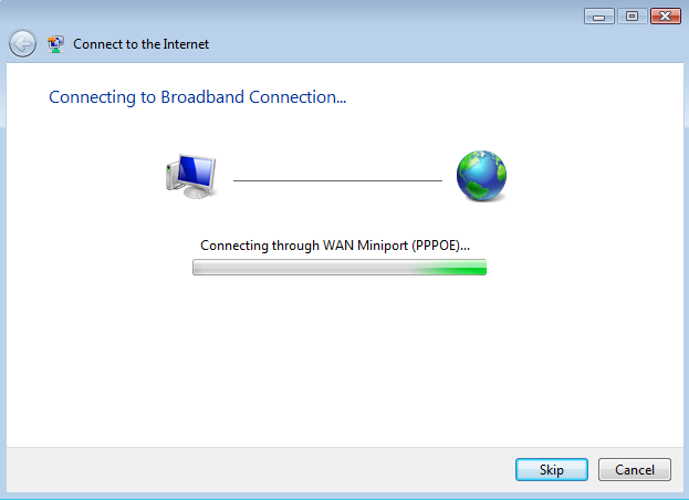 PPPoE connecting to Broadband Connectio